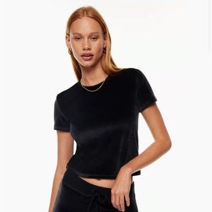 Aritzia Sunday Best Black velvet henri tshirt size small